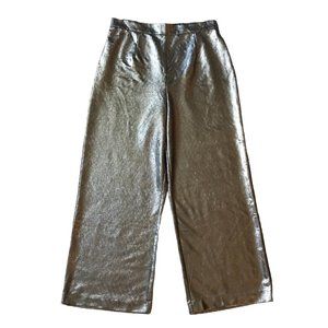 Nwt Anthropologie Hutch Silver Metallic Wide Leg … - image 1